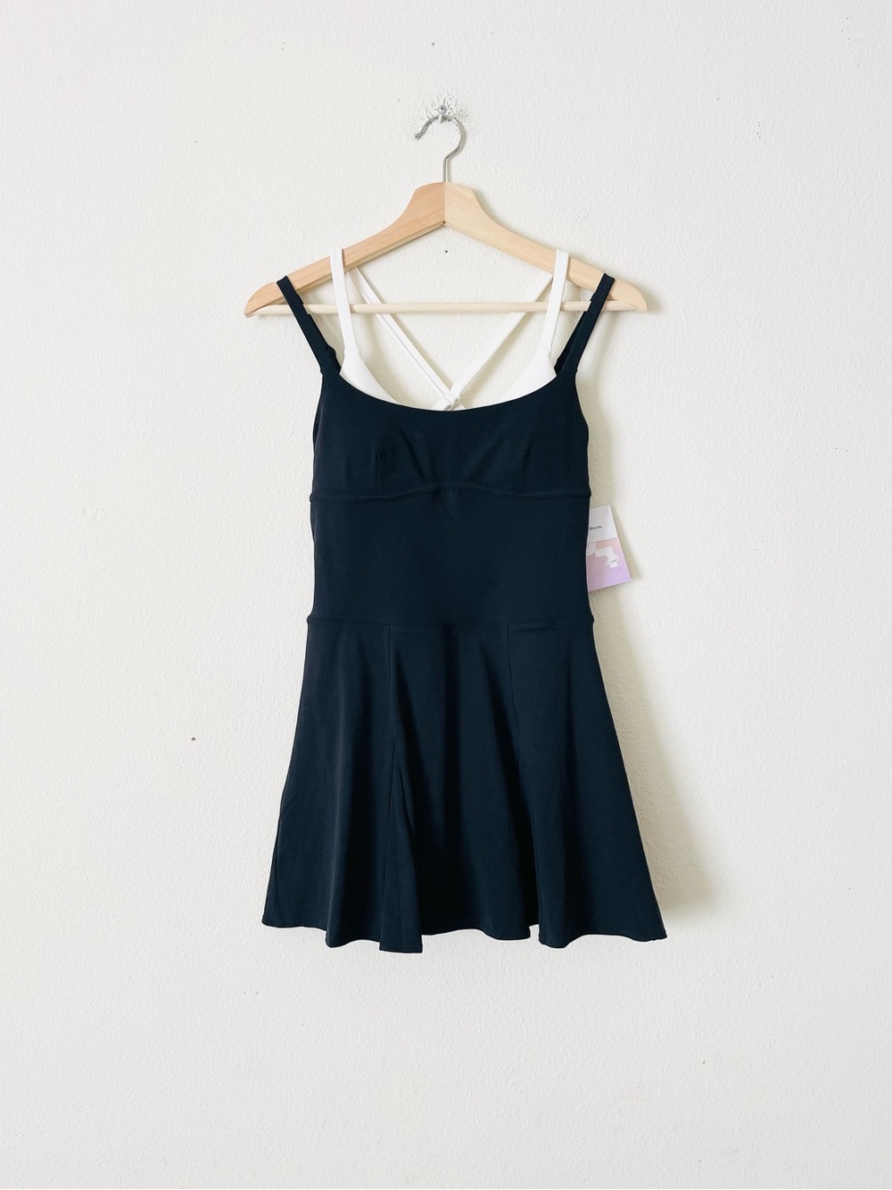 NWT JoyLab SMALL layered black & white lined mini tennis activewear dress
